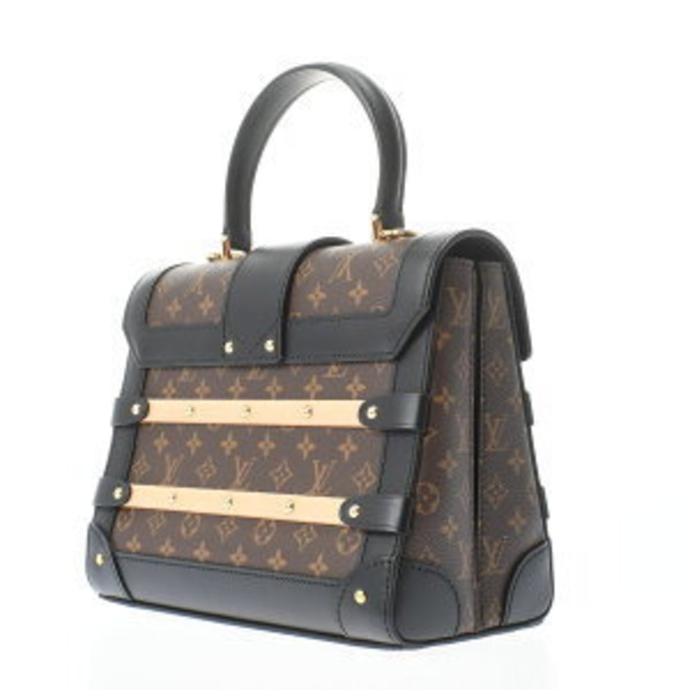 Louis Vuitton Canvas Calf Brown Noir Leather Monogram Trianon Handbag Black